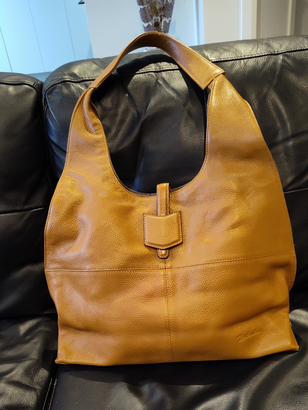 Classic Pebbled Leather Hobo Bag in Tan